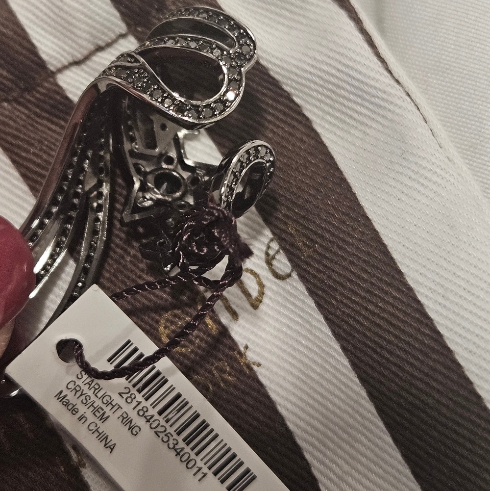 NWT Henri Bendel Starlight Ring - Crystal Hematite | Adjustable Size - Picture 10 of 13